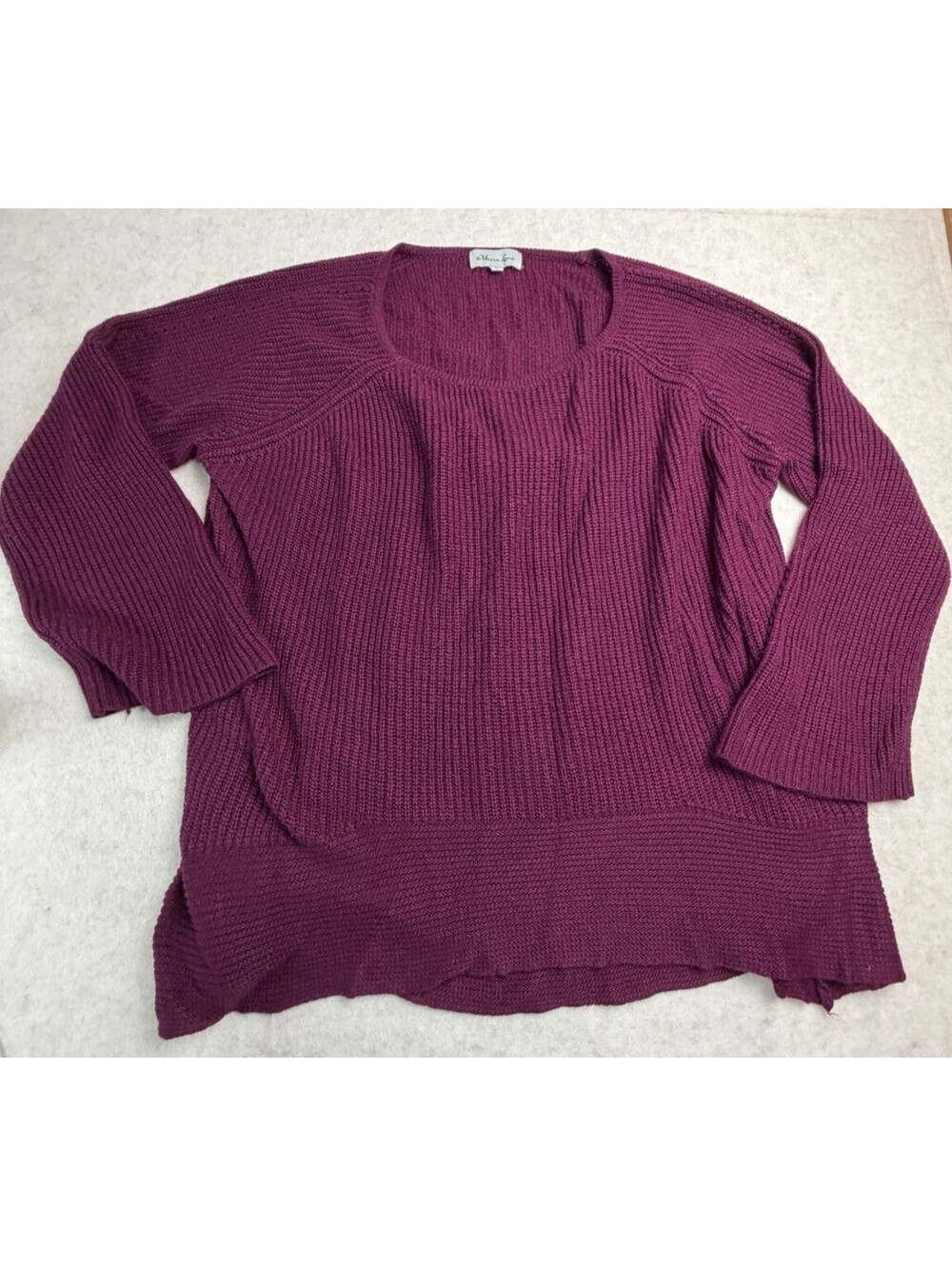 Meera Lane Womens Burgundy Sweater 2XL Plus Size Knit Pullover LS Casual